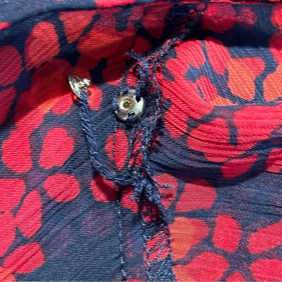 TOMMY HILFIGER Sz L Sheer Shell Puffy Sleeves Elastic Waist Midi Dress Shell - Picture 8 of 10